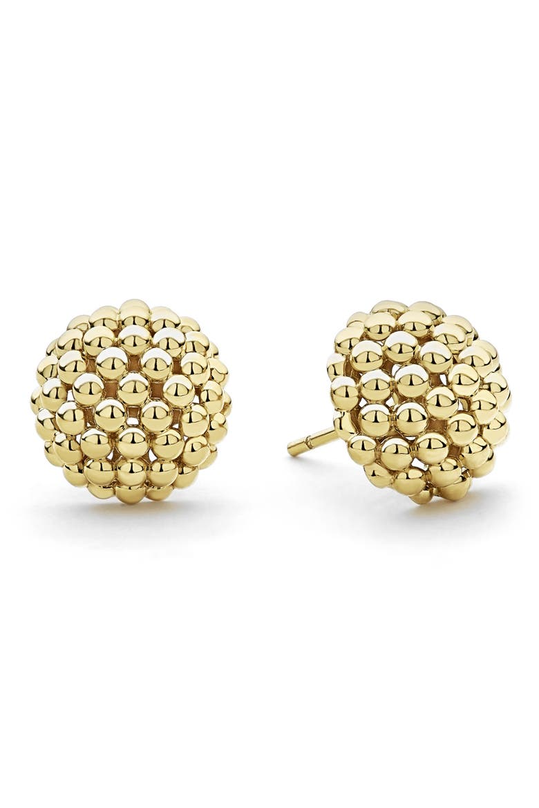 Caviar Lattice Stud Earrings, Alternate, color, GOLD