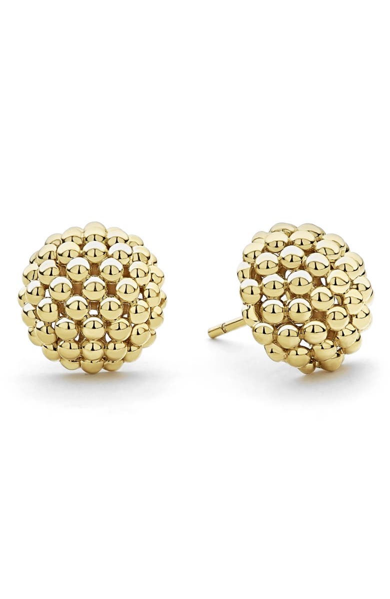LAGOS Caviar Lattice Stud Earrings, Alternate, color, Gold