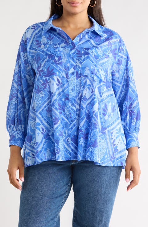 Kaidy Tropical Print Shirt (Plus)