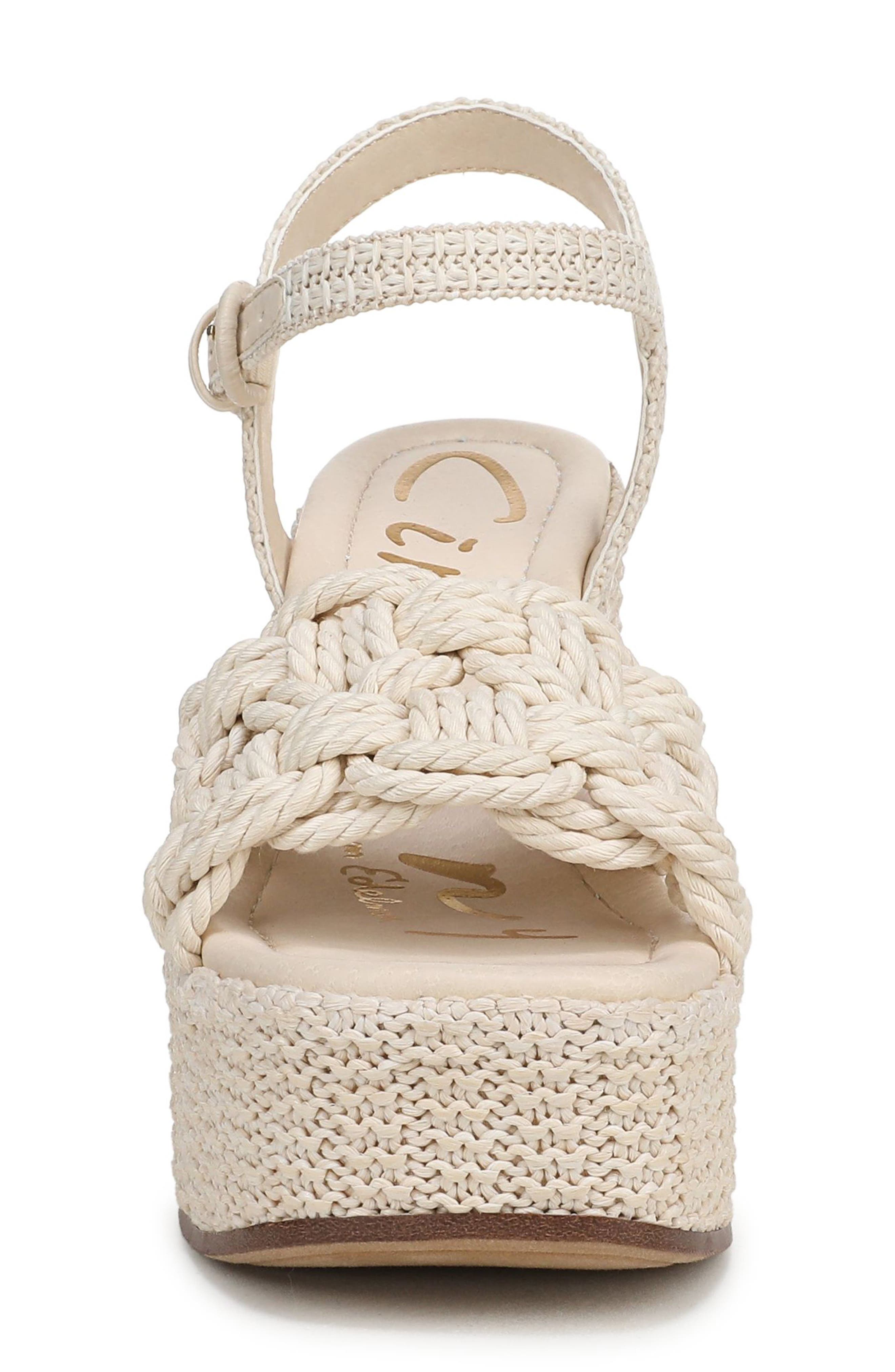 Jackie Ankle Strap Platform Wedge Sandal, Alternate, color, VANILLA BEAN