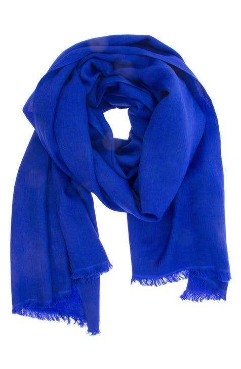 100% cashmere Nordstrom blue scarf shops fringe