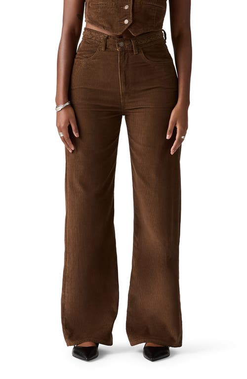 Levi's Ribcage Braided High Waist Wide Leg Corduroy Jeans In Gold