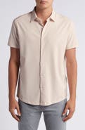 Robert Barakett Keyes Slim Fit Short Sleeve Knit Button-Up Shirt