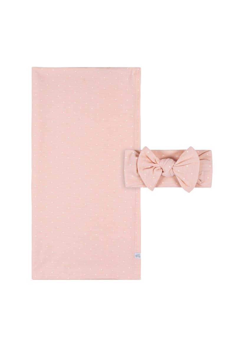Swaddle Blanket & Headband Set, Main, color, Pink Polka Dots