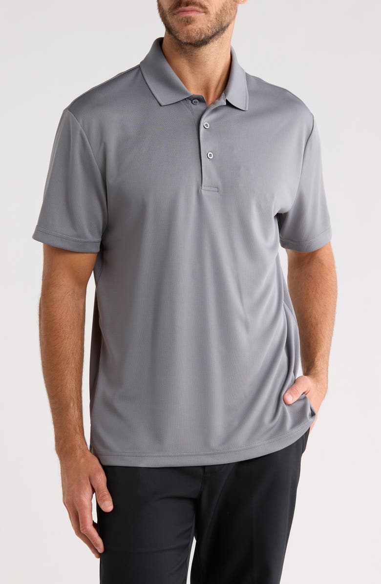 PGA TOUR Short Sleeve Solid Golf Polo, Main, color, Gray Flourite