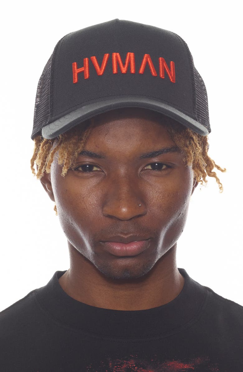 HVMAN Logo Mesh Trucker Hat, Alternate, color,