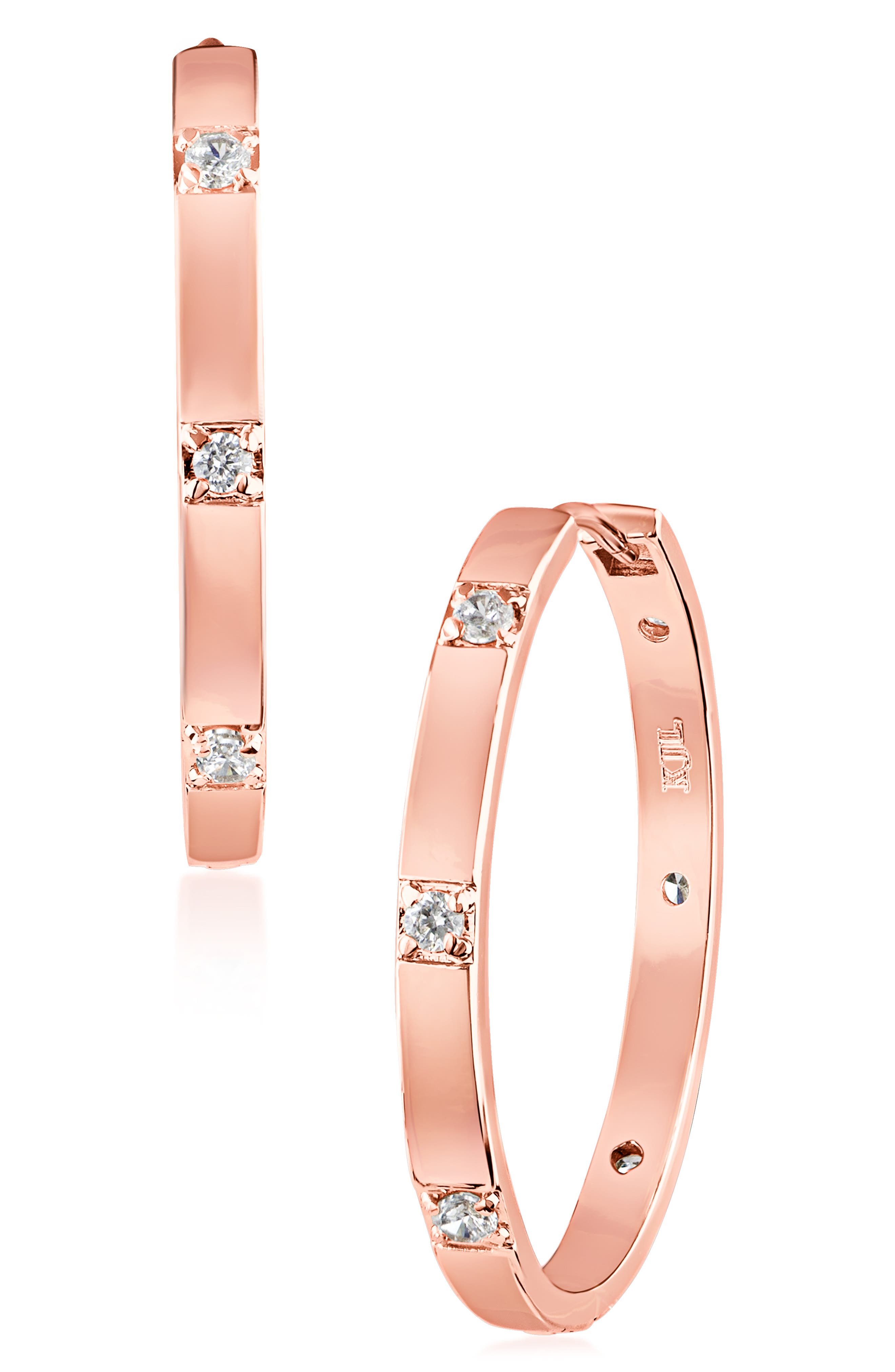 Cubic Zirconia Station Hoop Earrings