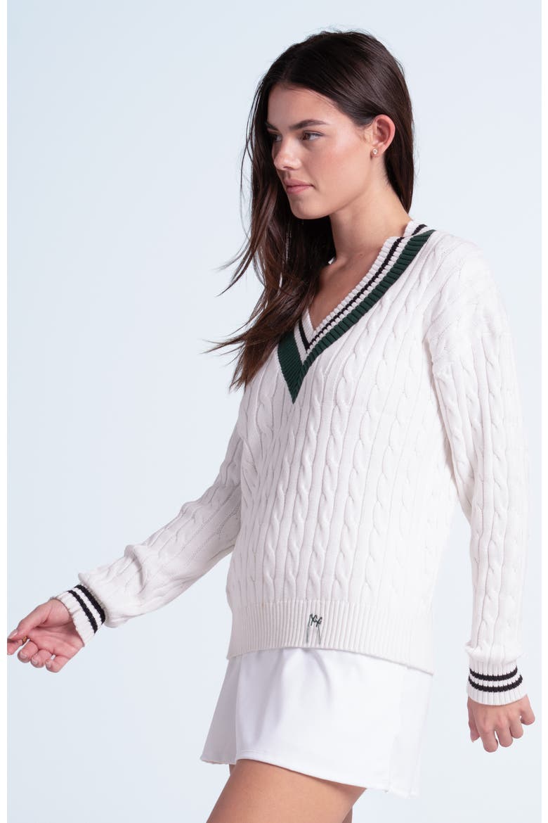 Legacy Court Sweater, Alternate, color, White/Green