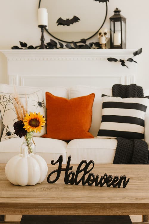 Transpac Black Halloween Die Cut Cursive Mdf Decor Spooky Figurine In Black