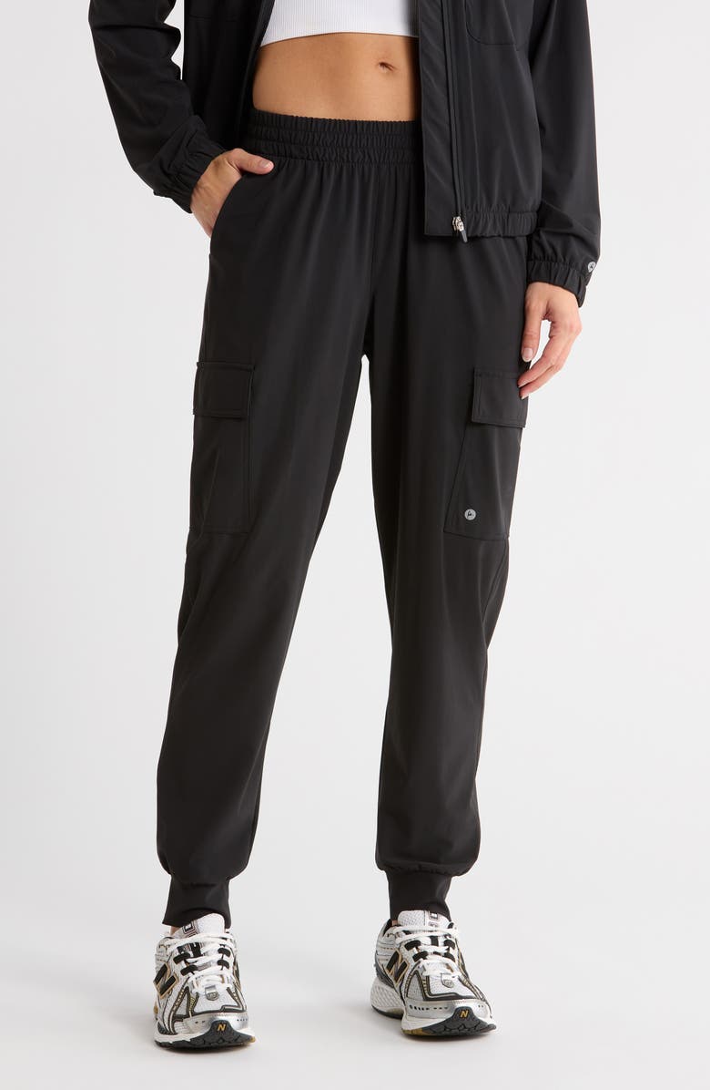 90 DEGREE BY REFLEX Warp Power Move Cargo Joggers, Main, color, Black