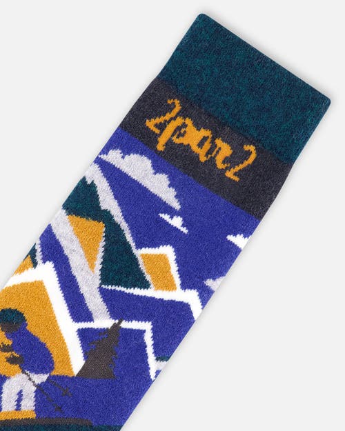 Deux Par Deux Boy Winter Ski Socks With Merino Wool In Multi