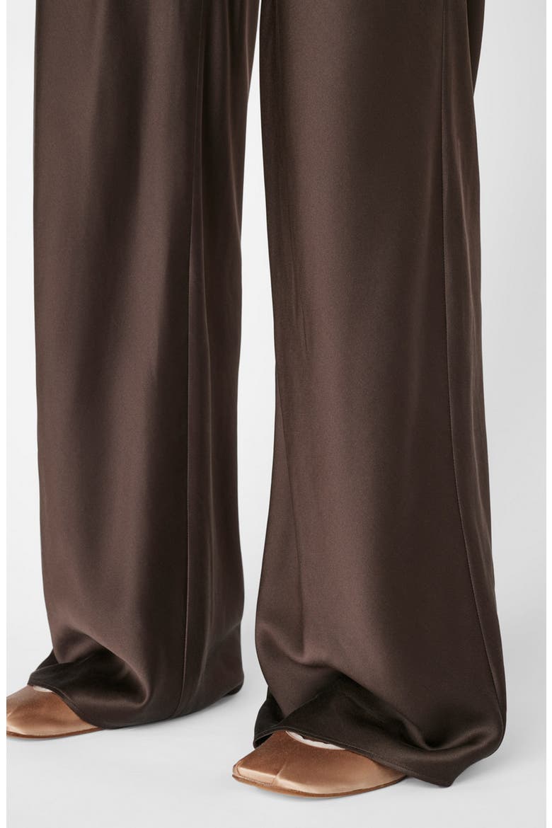 Wide Leg Pull-On Silk Pants, Alternate, color, ESPRESSO