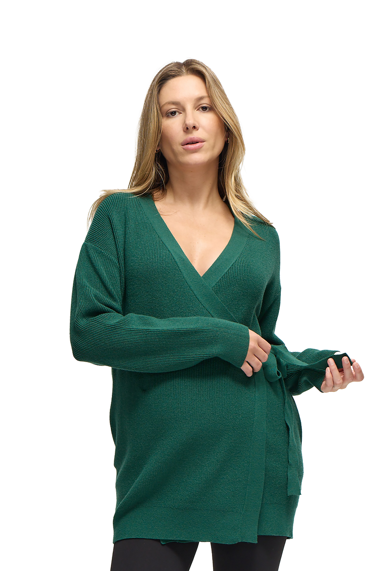 Ribbed Knit Crossover Maternity Nursing Cardigan, Main, color, Olive