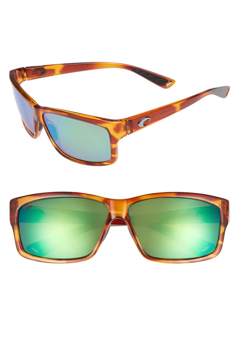 Cut 60mm Polarized Sunglasses, Main, color, HONEY TORTOISE/ GREEN MIRROR