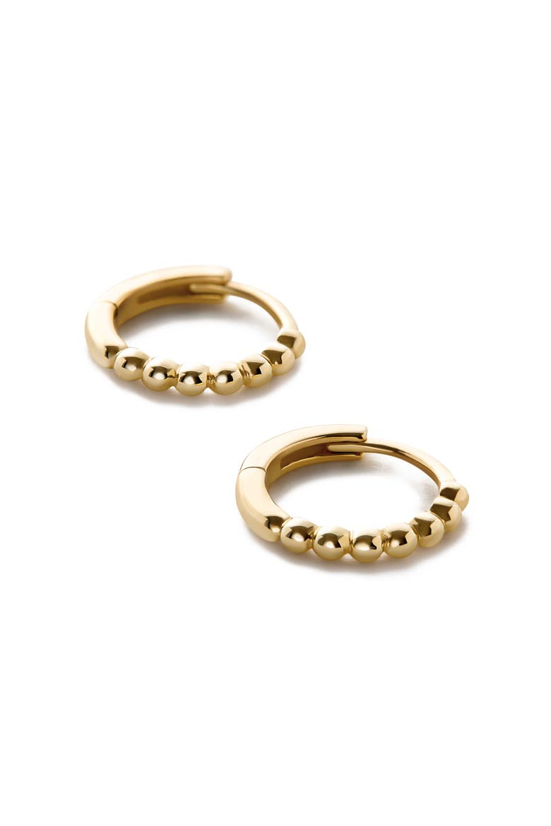 Small Gold Hoop Earrings - Gold Bead Huggie Hoops, Alternate, color, Gold