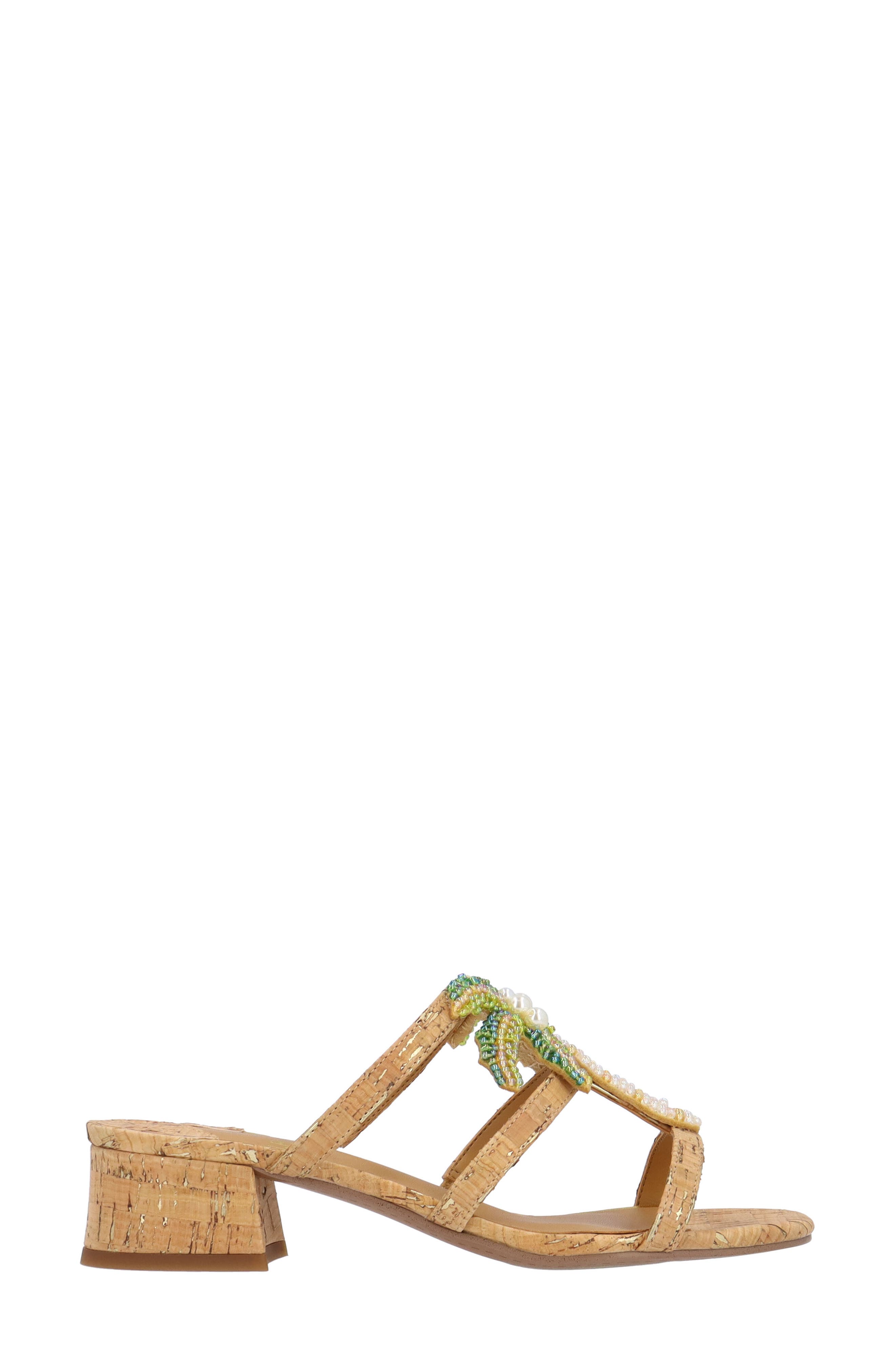 J. Reneé Palmetto Block Heel Sandal, Alternate, color, Natural/ Gold