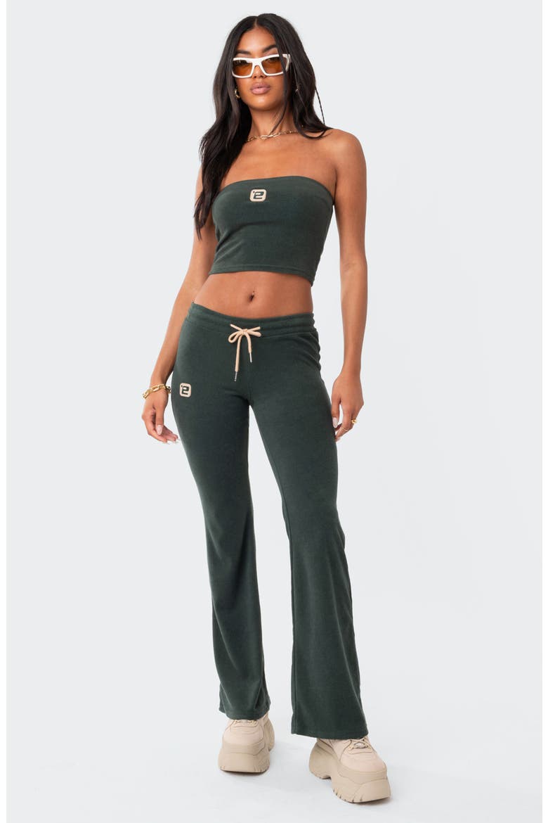 Terry Low Rise Flare Leg Pants, Alternate, color, GREEN