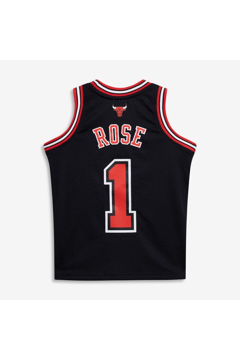 Youth Mitchell & Ness Derrick Rose Black Chicago Bulls 2010/11 Hardwood Classics Swingman Jersey, Alternate, color, Black