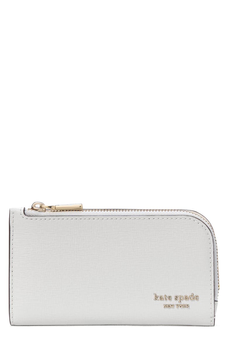 small devin saffiano leather bifold wallet, Main, color, STONE PATH