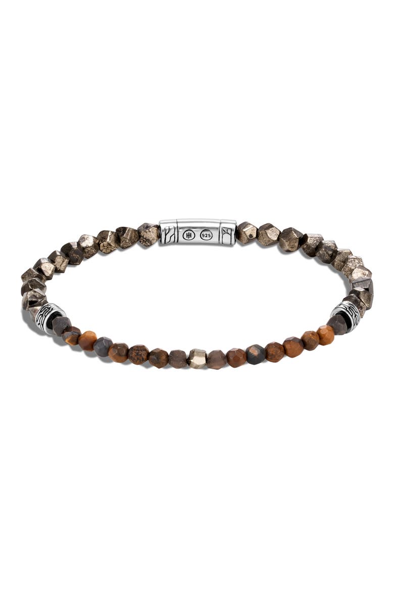 Men's Classic Chain 4mm Pyrite Bracelet, Main, color, SILVER/ PYRITE