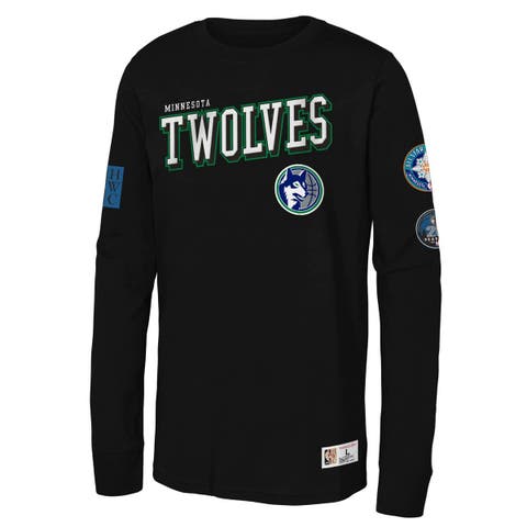 Youth Mitchell & Ness  Black Minnesota Timberwolves Hardwood Classics Training Camp Long Sleeve T-Shirt