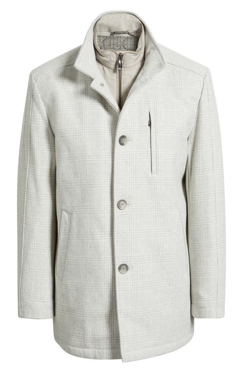 Johnston & Murphy Upton Check Bib Insert Wool Blend Car Coat In White