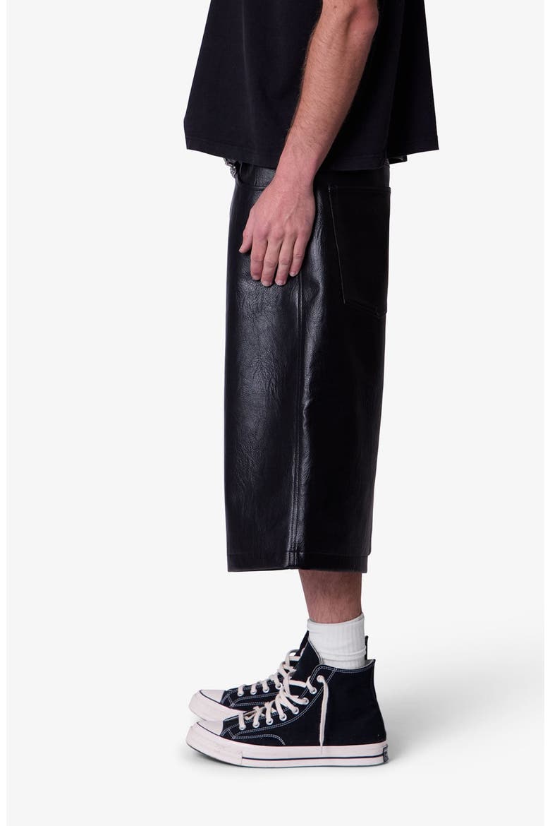 Raw Ultra Baggy Faux Leather Shorts, Alternate, color, BLACK