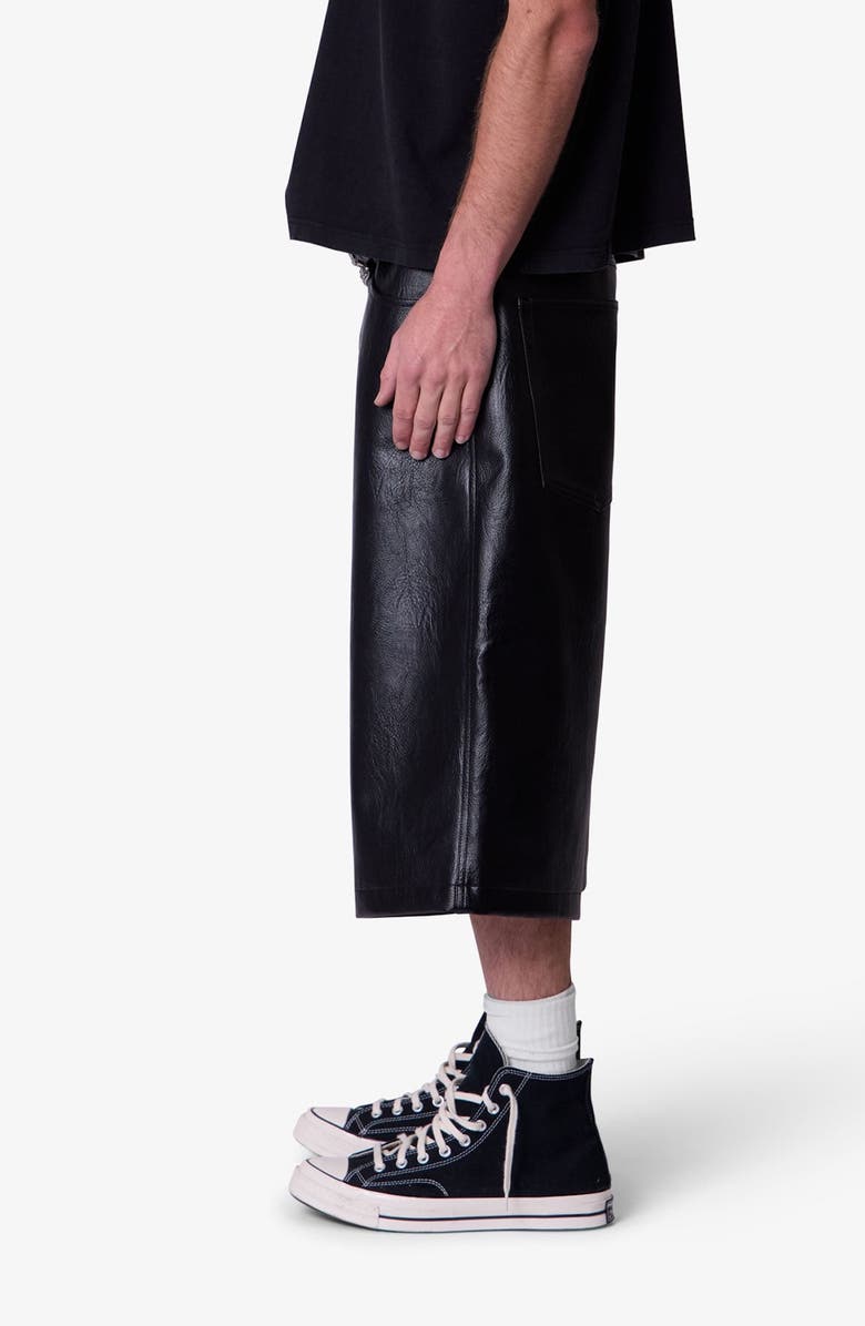 mnml Raw Ultra Baggy Faux Leather Shorts, Alternate, color, Black