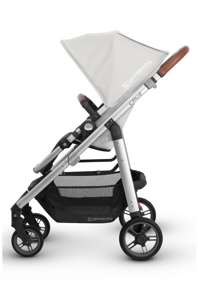 2018 CRUZ Aluminum Frame Stroller, Alternate, color, WHITE/ SADDLE LEATHER
