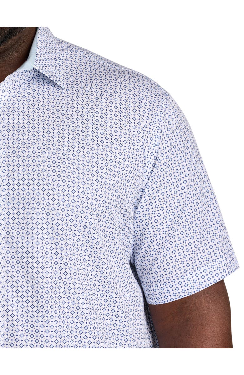 Synrgy by DXL Big & Tall Micro Diamond Print Sport Shirt V2, Alternate, color, White Blue