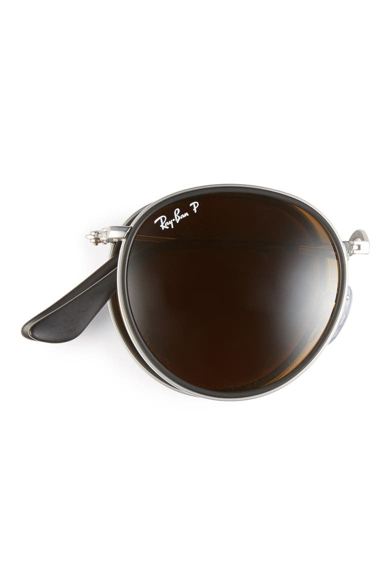 51mm Foldable Polarized Sunglasses, Alternate, color, SILVER/ BROWN POLARIZED
