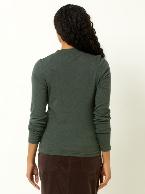 Single Stitch Long Sleeve Knit Top In Green