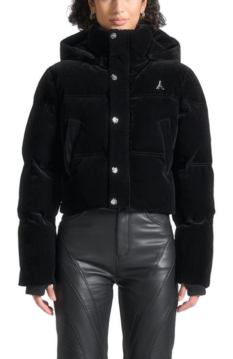 Maeva Velvet Cropped Puffer Jacket