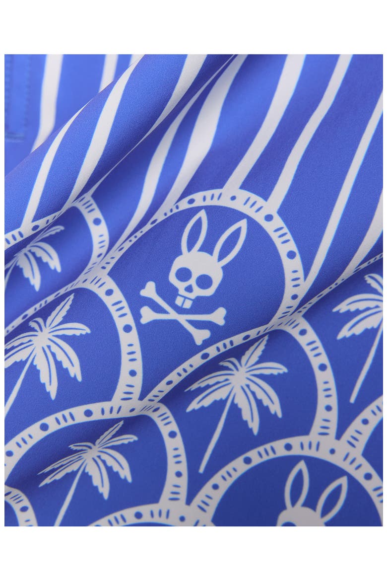 Brad Palm Tree & Bunny Print 6-Inch Swim Trunks, Alternate, color, AMPARO BLUE