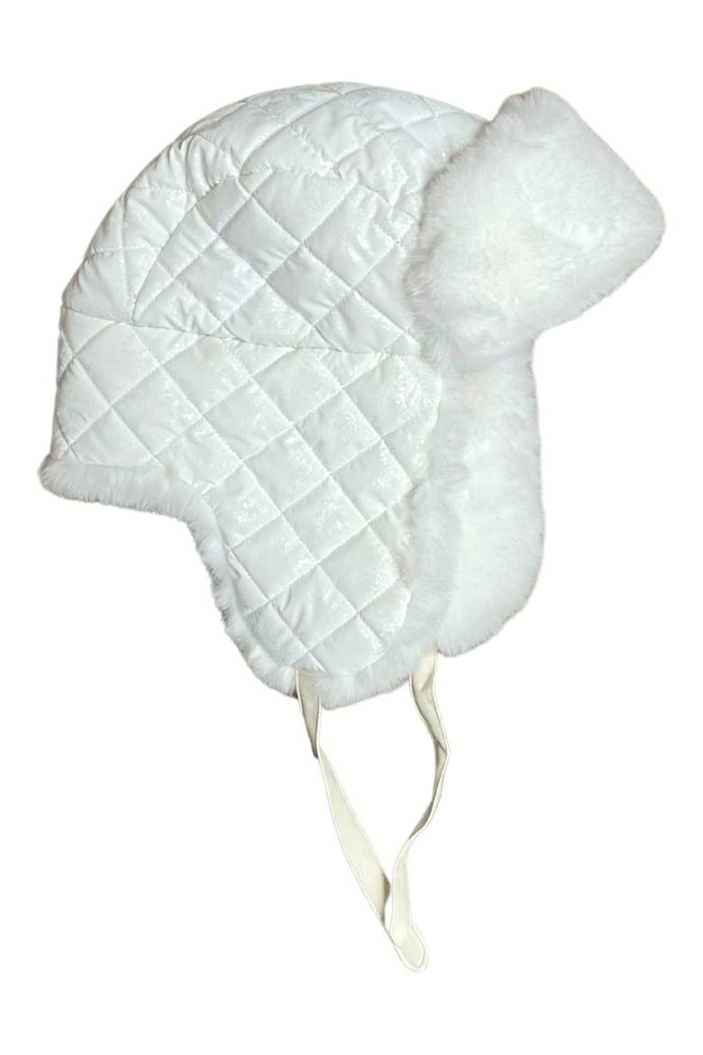 Quilted Faux Fur Trapper Hat, Main, color, WHITE