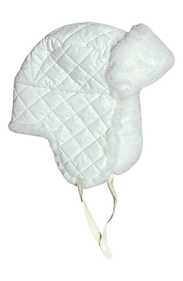 MARCUS ADLER Quilted Faux Fur Trapper Hat, Main, color, White