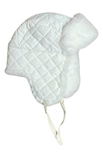 Marcus Adler Quilted Faux Fur Trapper Hat In White