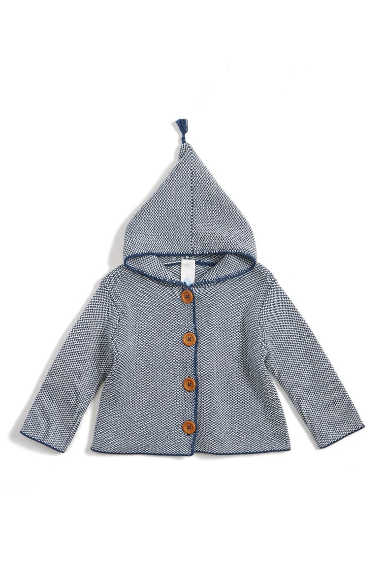 Organic Cotton Hooded Cardigan, Main, color, NAVY DENIM