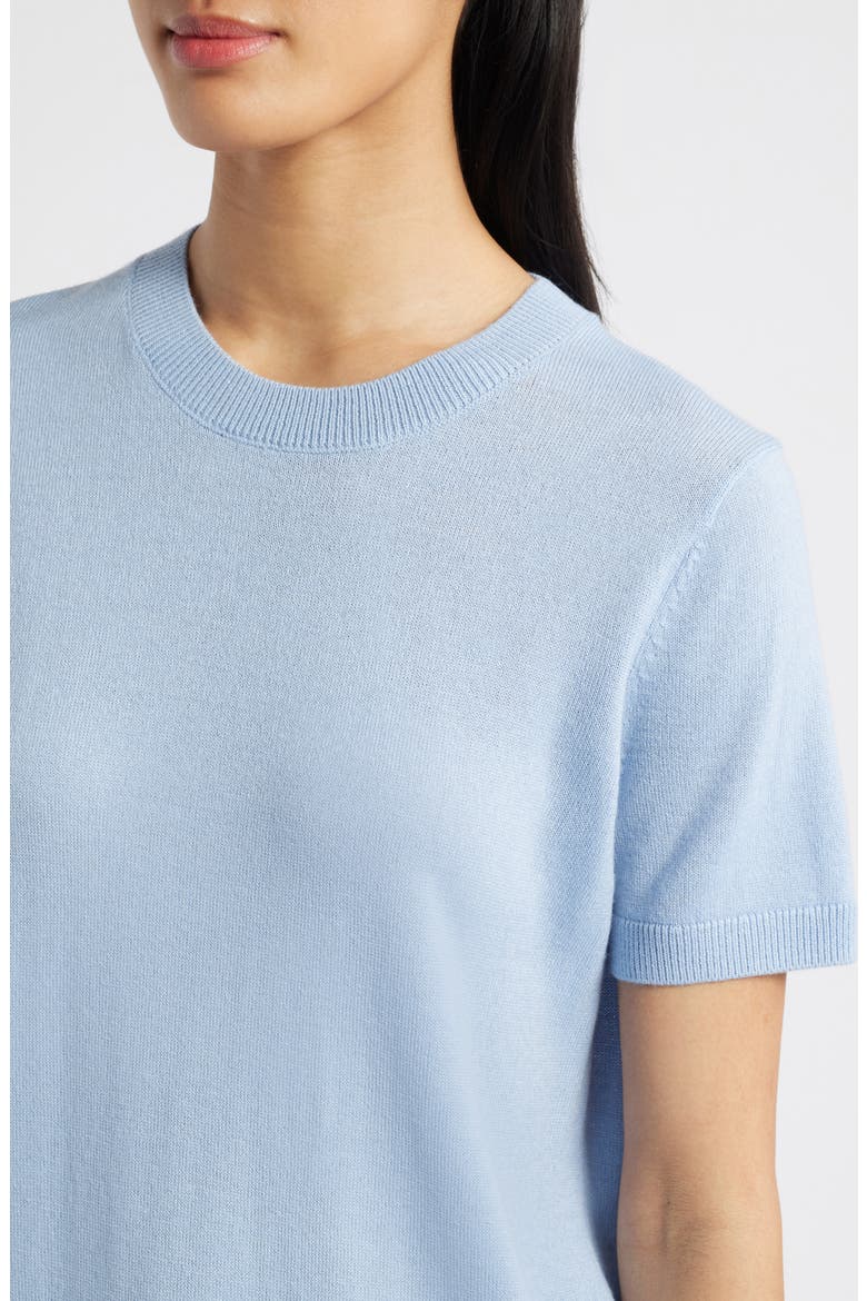 Short Sleeve Merino Wool Blend Crewneck Sweater, Alternate, color, BLUE WINDSURFER