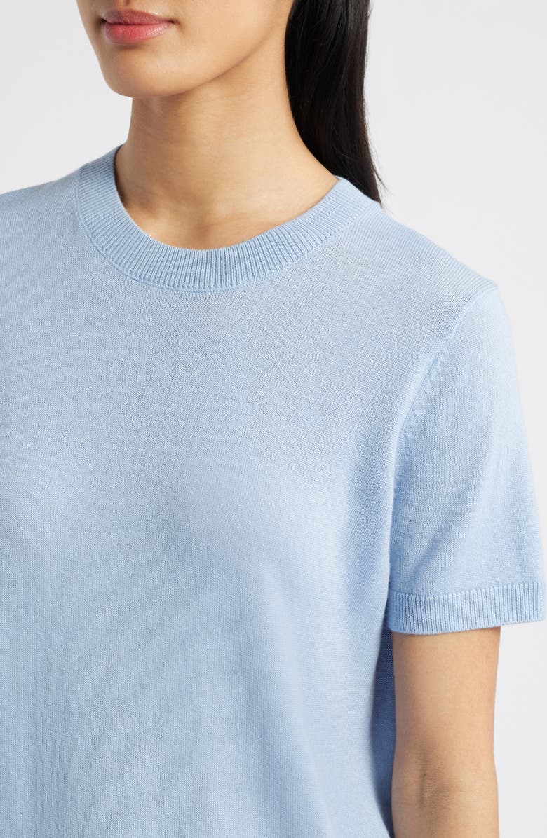 Caslon<sup>®</sup> Short Sleeve Merino Wool Blend Crewneck Sweater, Alternate, color, Blue Windsurfer