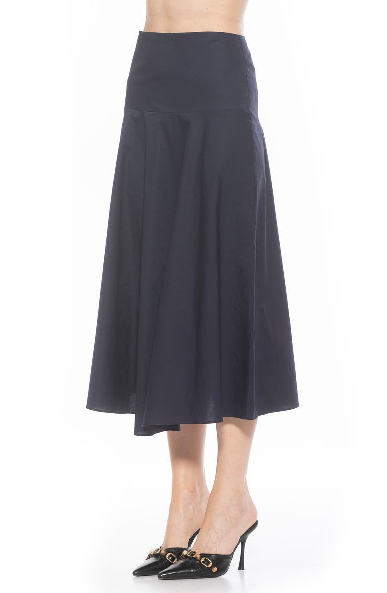 Alexia Admor Hadley Stretch Cotton Midi Skirt, Alternate, color, Navy
