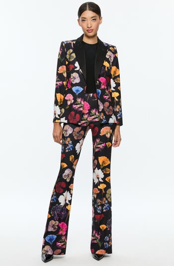 Alice + Olivia Floral High Waist Bootcut Pants | Nordstrom