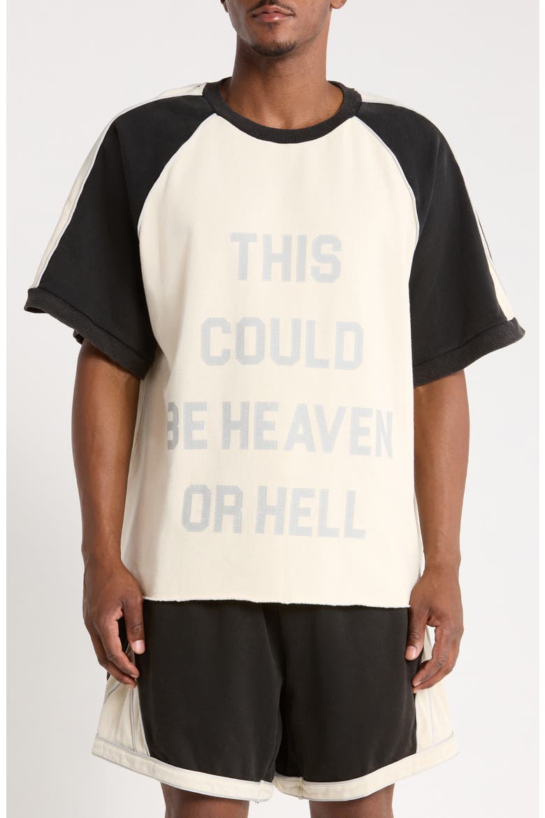 Heaven or Hell Raglan T-Shirt, Main, color, CREAM/ VINTAGE BLACK