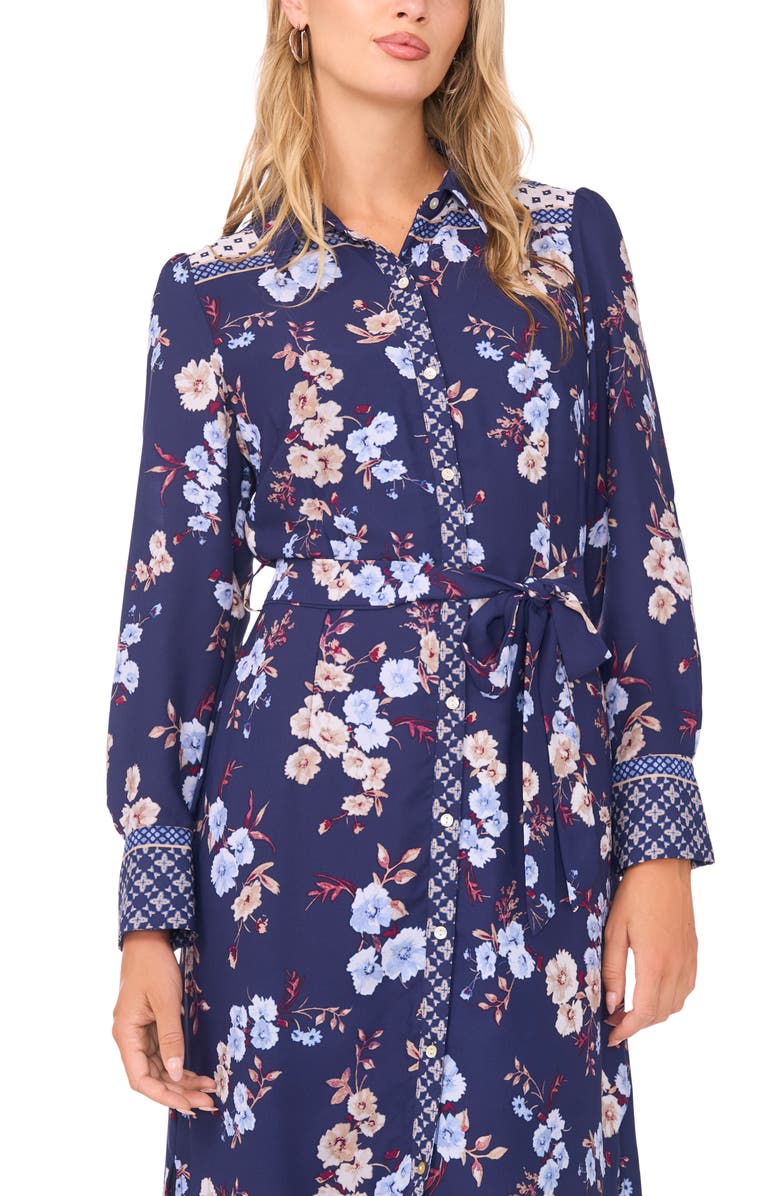 Vince Camuto Tie Waist Midi Shirtdress, Alternate, color,