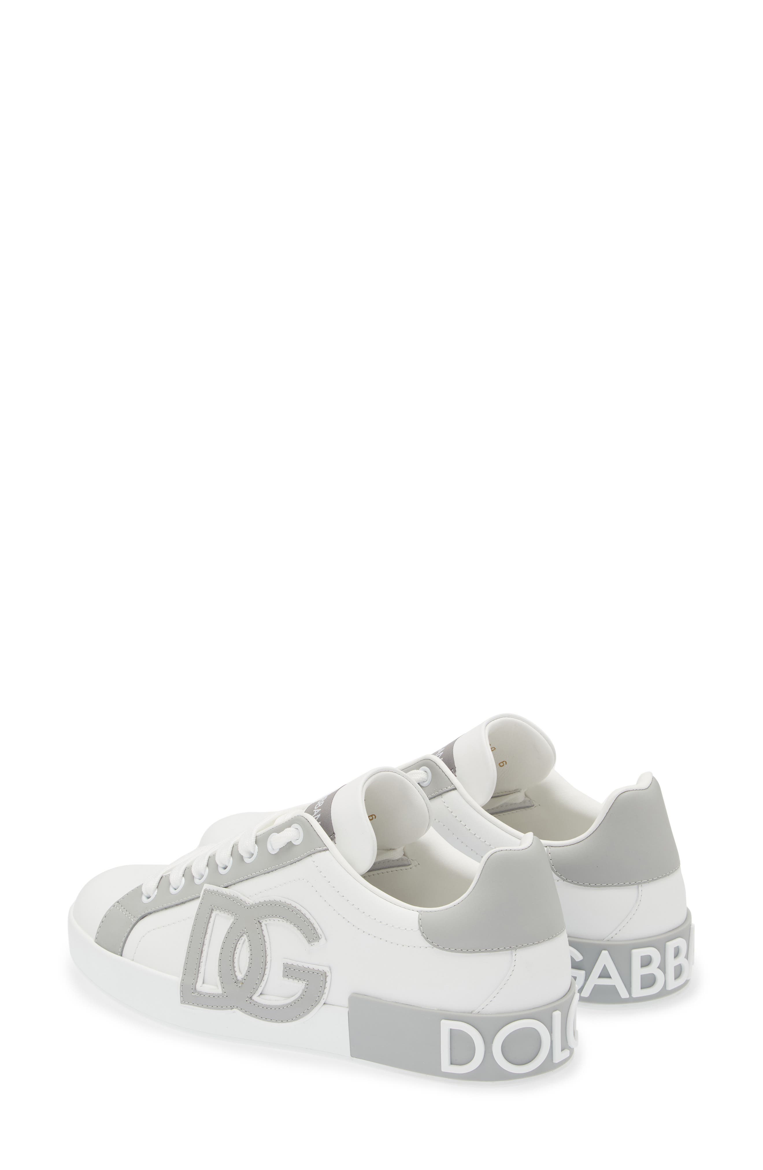 Dolce&Gabbana Portofino Calfskin Sneaker, Alternate, color, Bianco/ Bianco