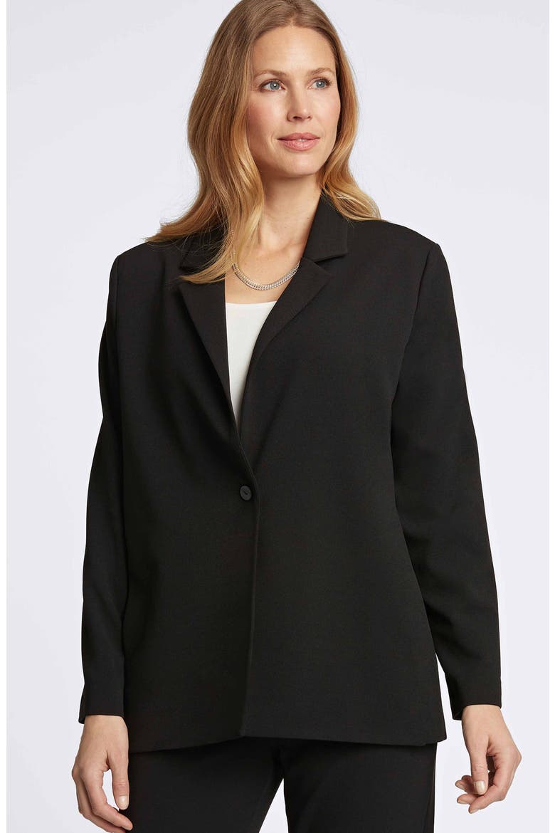 Morgan Crepe Knit Blazer, Alternate, color, BLACK