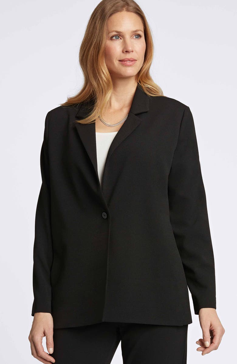 Foxcroft Morgan Crepe Knit Blazer, Alternate, color, Black