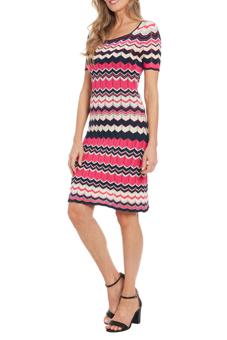 Stripe Short Sleeve Sweater Dress, Alternate, color, BERRY MULTI