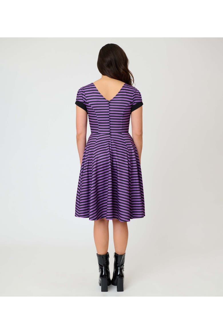 Natalie Swing Dress, Alternate, color, Purple & Black Stripe