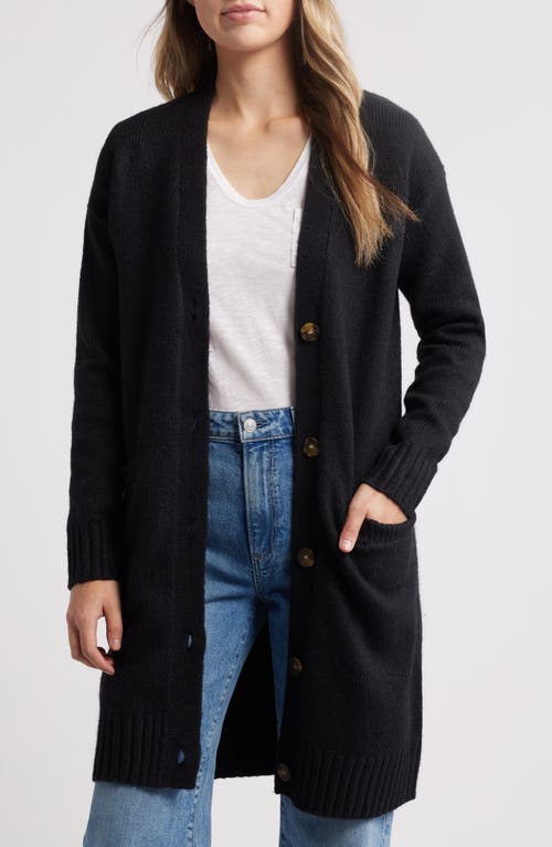 Caslonr Caslon(r) Easy Long Cozy Cardigan In Black